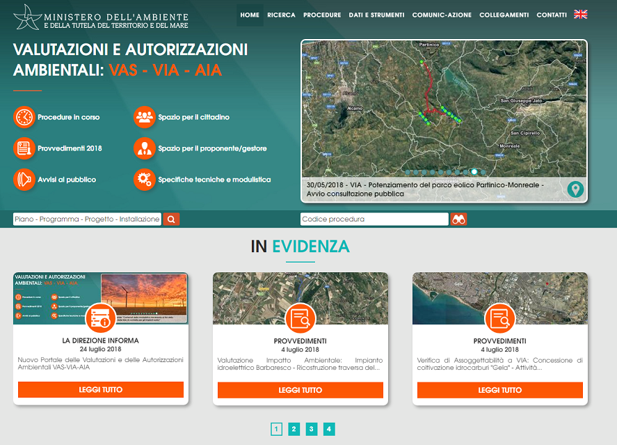 Nuovo portale delle valutazioni e delle autorizzazioni ambientali Vas-Via-Aia