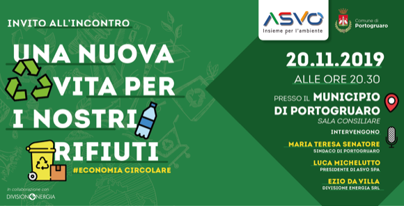 “Una nuova vita per i nostri rifiuti”: la serata informativa di ASVO in programma il 20 novembre