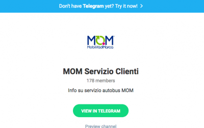 Con Telegram messaggi di info-mobilità in tempo reale per i clienti di MOM