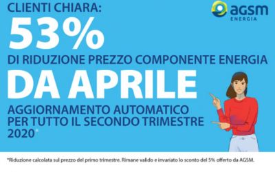La società AGSM spiega lo sconto del 53 per cento sulla componente energia delle bollette