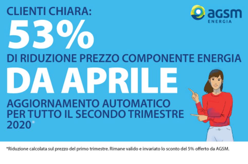 La società AGSM spiega lo sconto del 53 per cento sulla componente energia delle bollette