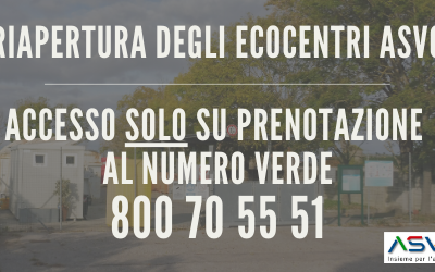 Prenotando telefonicamente si possono conferire i rifiuti agli ecocentri di ASVO