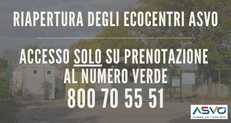 Prenotando telefonicamente si possono conferire i rifiuti agli ecocentri di ASVO