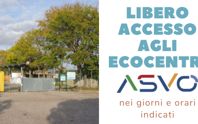 E’ possibile da oggi accedere anche senza prenotazione ai centri di raccolta di ASVO