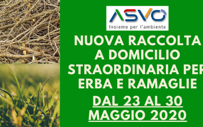 ASVO promuove una nuova raccolta straordinaria di erba e ramaglie a domicilio  dal 23 al 30 maggio