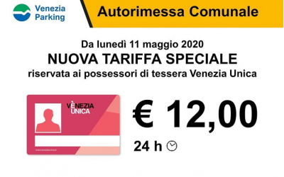 Da lunedì 24 ore di sosta nell’autorimessa comunale di Piazzale Roma a Venezia con soli 12 euro