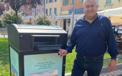 Amia Verona sperimenta dei nuovi cestini per rifiuti intelligenti alimentati a energia solare