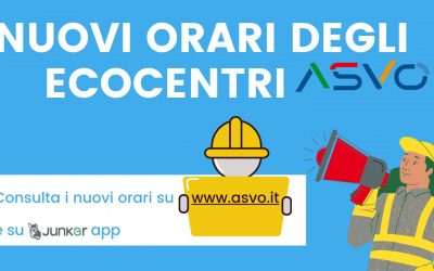 Sono cambiati gli orari di apertura dei centri di raccolta rifiuti dell’azienda Ambiente Servizi Veneto Orientale