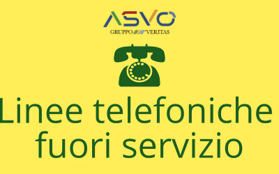 Fuori servizio dal 19 dicembre le linee telefoniche degli uffici ASVO. Sarà in funzione il numero verde