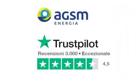 AGSM Energia al primo posto in Italia nel proprio settore per numero di recensioni e score Trustpilot con 4,4 stelle su 5