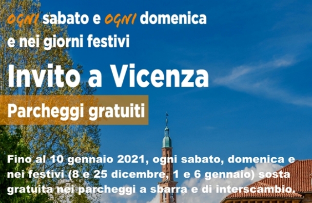 Sono stati prorogati fino al 10 gennaio i parcheggi gratuiti di “Invito a Vicenza” al sabato, alla domenica e giorni festivi