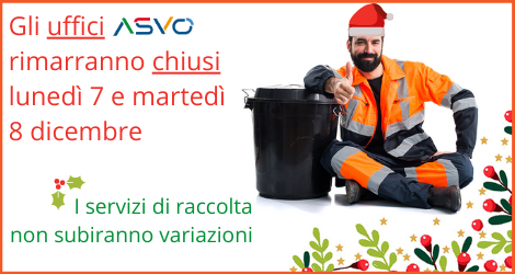 Chiusi il 7 e l’8 dicembre gli uffici ASVO a Portogruaro. Sospesi martedì i conferimenti all’impianto di Centa Taglio