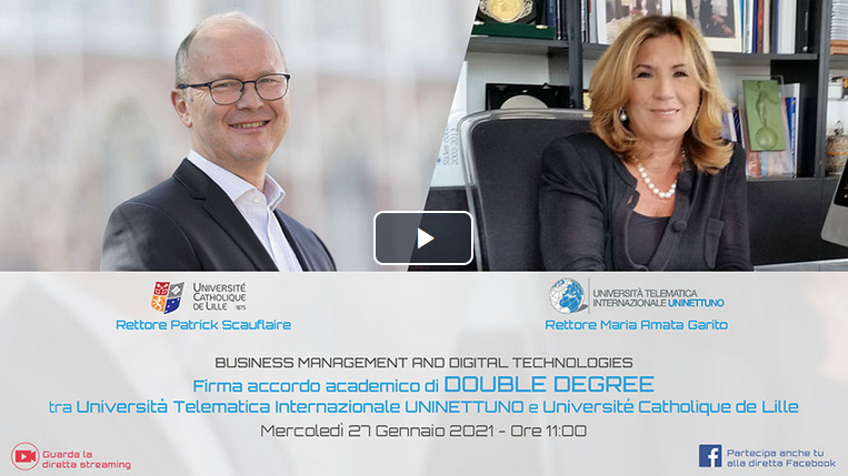 Accordo tra l’Università Uninettuno e l’Université Catholique de Lille: domani mattina una diretta streaming