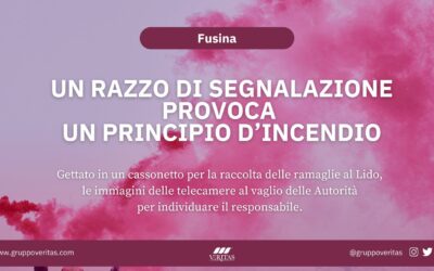Principio d’incendio a Fusina: Veritas ricorda che è vietato gettare nei cassonetti razzi di segnalazione