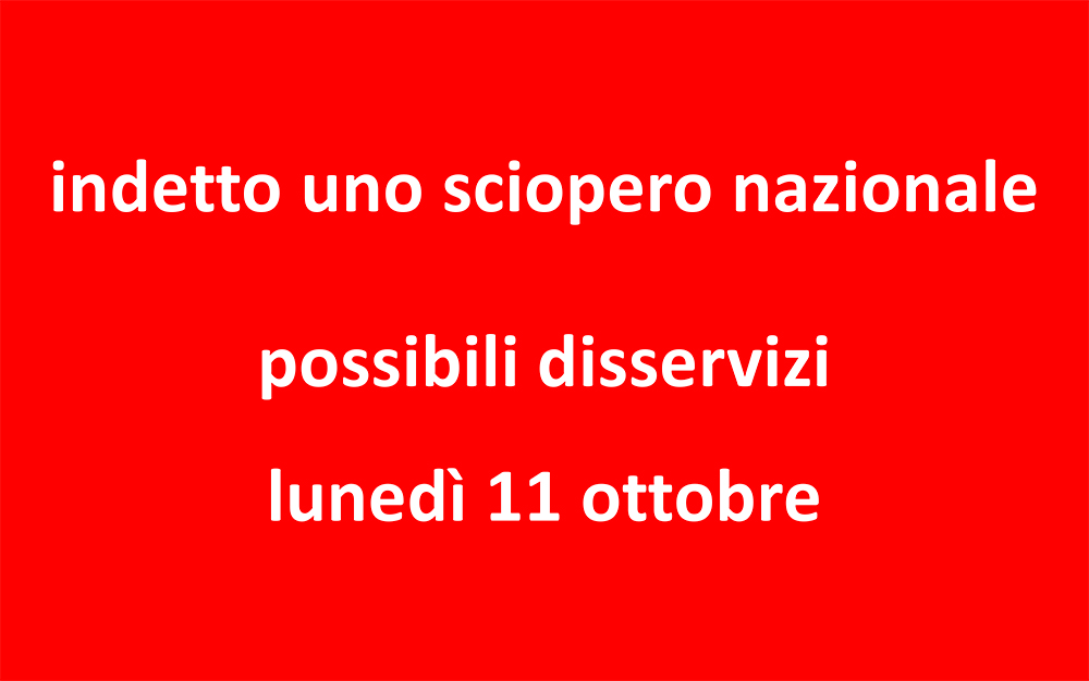 Possibili disservizi a causa di uno sciopero sono stati segnalati da AcegasApsAmga per la giornata di lunedì 11 ottobre