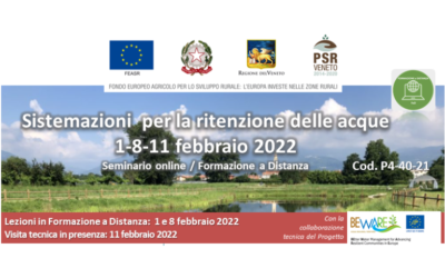 A inizio febbraio corso di formazione di tre mezze giornate sulle sistemazioni per la ritenzione delle acque