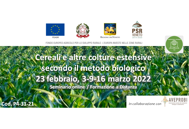 “Cereali e altre colture estensive secondo il metodo biologico” sarà il tema di un seminario in calendario il 23 febbraio