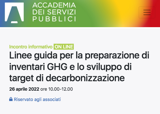 A fine aprile corso di formazione sulla decarbonizzazione dell’Accademia dei Servizi Pubblici