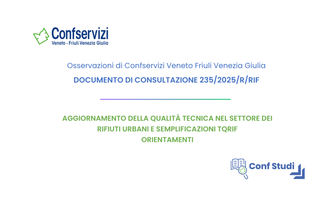 𝗔ggiornamento della qualità tecnica nel settore dei rifiuti urbani e semplificazioni TQRIF