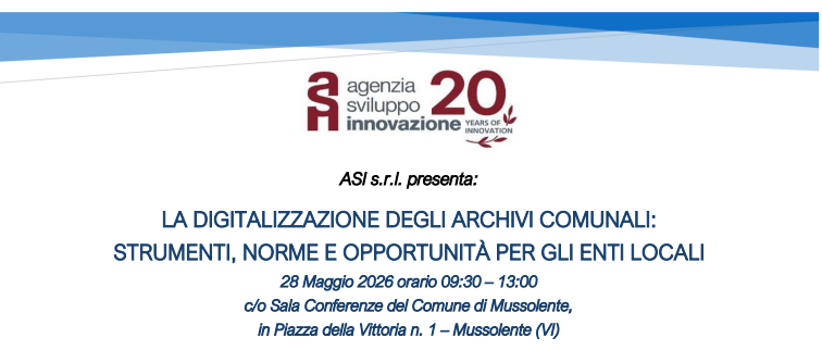 28 maggio 2026 | La digitalizzazione degli archivi comunali: strumenti, norme e opportunità per gli Enti Locali